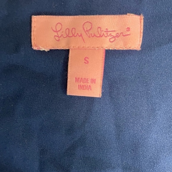 Lilly Pulitzer Lorna navy beaded trapeze dress, size S swing crinkle event boho - Picture 7 of 8